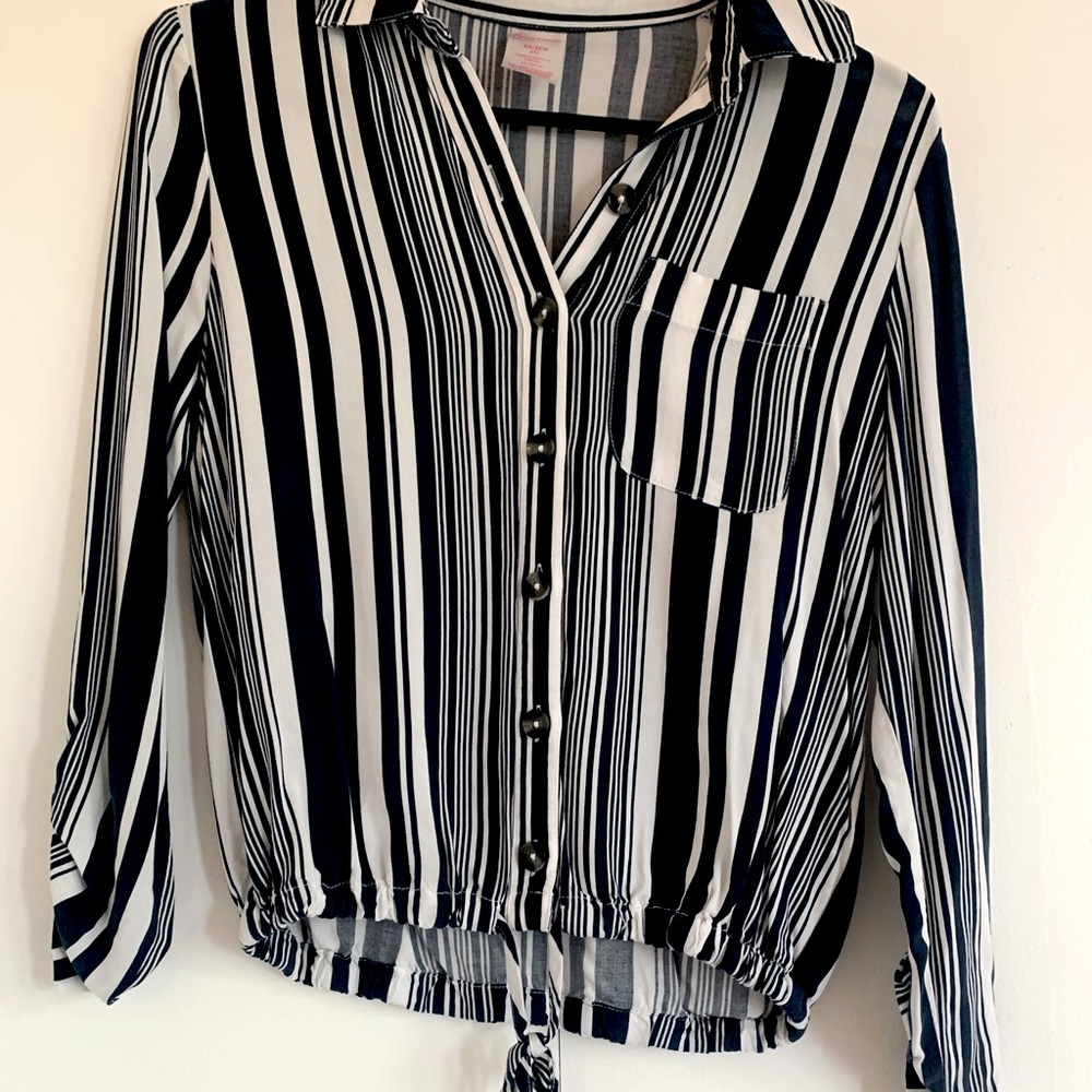 Blue & White Striped Blouse